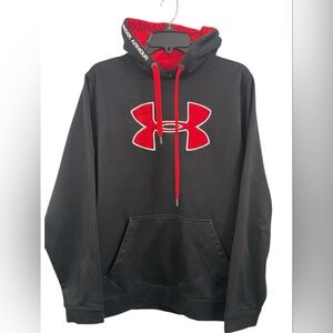 UNDER ARMOUR Black/Red Embroidered Logo Hoodie Sweatshirt Sz(L)